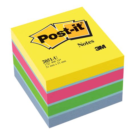 Post It Sticky Notes Mini Cube 51 X 51mm 400 Sheets Assorted 7000033979