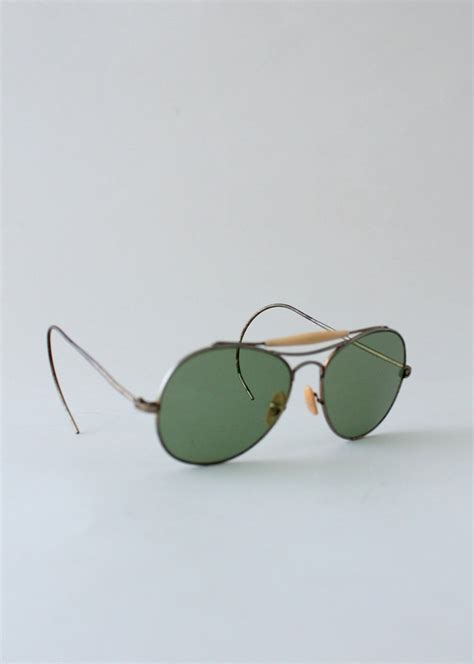 vintage 1940s green glass aviator sunglasses raleigh vintage