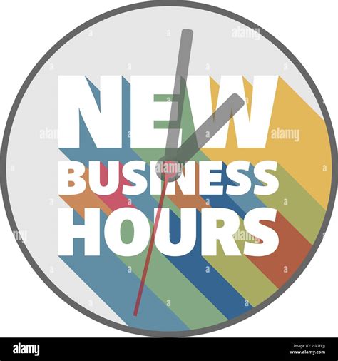 Round Sticker With Text New Business Hours With Colorful Drop Shadows