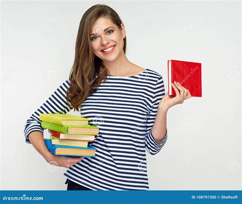 Girl Student Holding Pile Of Books Stock Photo Image Of Pile Person