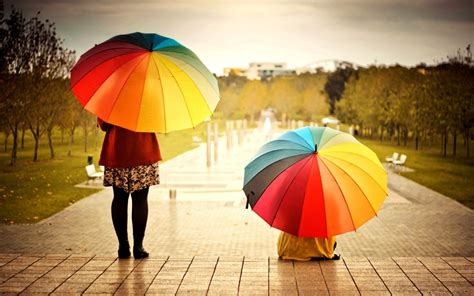 Umbrellas Colorful Kids Rainbow High Quality Wallpaper Preview