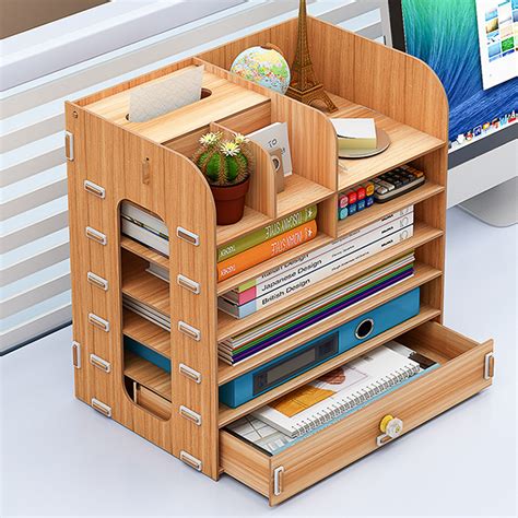 7 Layers Desktop Wooden Storage Holder Box Multifunctional Wooden