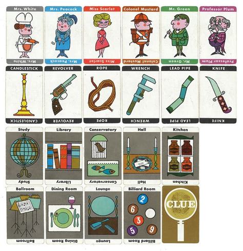 These clues reveal hints as to who committed the crime. Printable Clue Game Cards Clue cards | Clue games, Card ...
