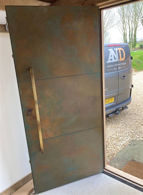Bespoke Patinated Copper And Zinc Clad Front Door Andrew Nebbett Designs
