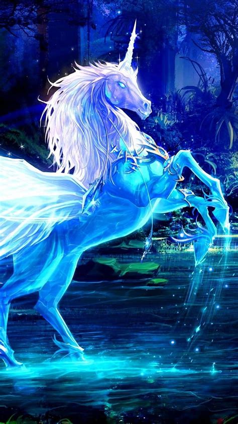 Unicorn Water Forest Night Magic Galaxy Unicorn Hd Phone Wallpaper