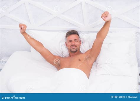 Feeling Recharged Healthy Habits Man Handsome Guy Lay In Bed Sleeping