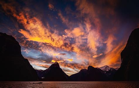 Wallpaper Sunset New Zealand New Zealand Sunset Milford Sound