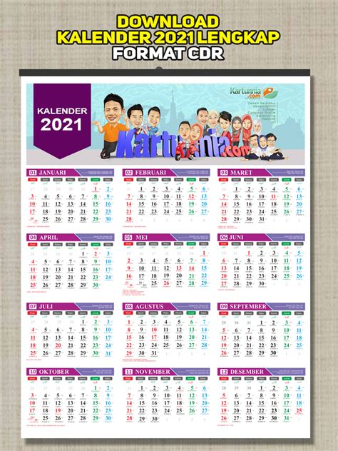 Gratis full 12 bulan lengkap hari libur nasional. Gratis Download Kalender 2021 cdr - Kartunnia.com