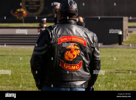 Band Of Brothers Usmc Motorcycle Riding Club Insignia On Jacket Stock