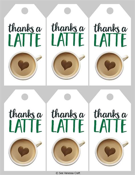 Starbucks Thanks A Latte Free Printable For Those Looking To Skip The
