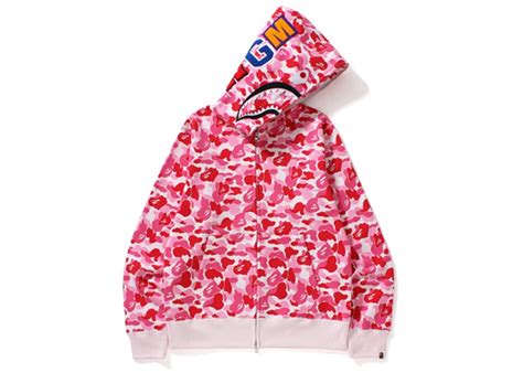 Bape Abc Shark Full Zip Hoodie Pink Bape Hoodie Couples Sweaters