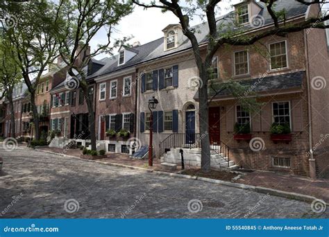 Historic Row Homes In Old City Philadelphia Pennsylvania Editorial