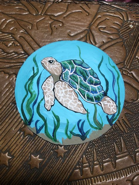 Painted On Shell Turtle Painting Turtle Painted Rocks Rock Painting Art