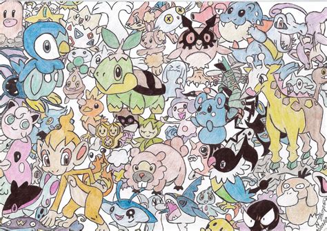 Pokemon Collage All Blended Together Hand Drawn Hand Drawn Pokemon