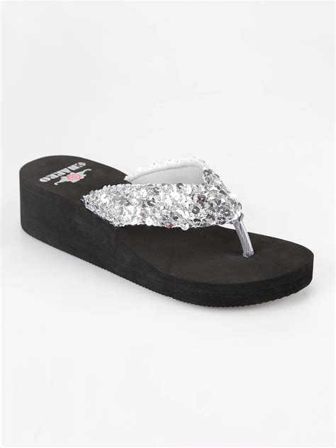 Flip Flops Wedge Rubber Silver In Slippers From Shoes On