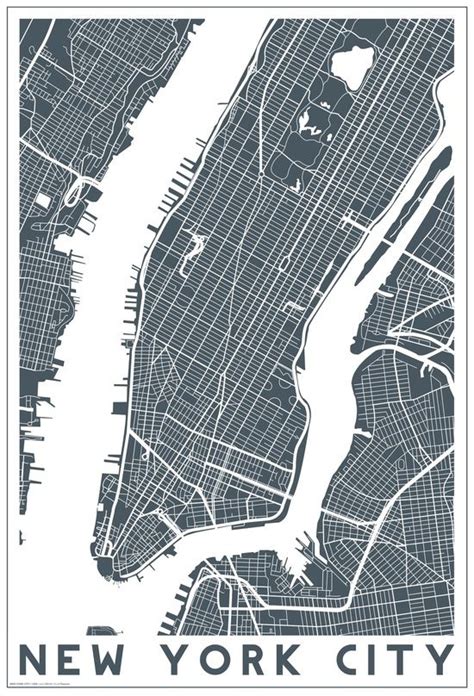 New York City Map Art Print By Studio Tesouro Nyc Map Art Street Map