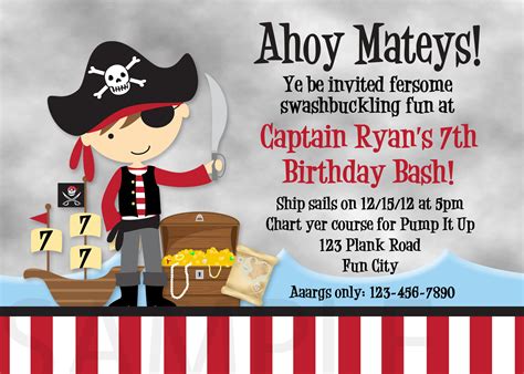 Pirate Birthday Party Invitations Wording Drevio Invitations Design