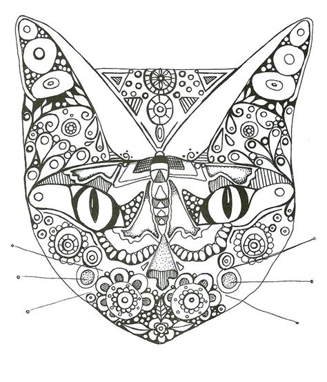 Une tête de chaton intégrée à un mandala. dessin de chat mandala a imprimer - Les dessins et coloriage
