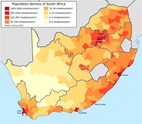 Population Density Of South Africa From Newly Released 2011 Census