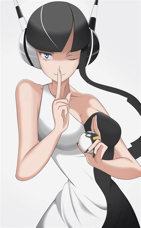 Safebooru 1girl Black Hair Blue Eyes Dress Elesa Pokemon Gym Leader