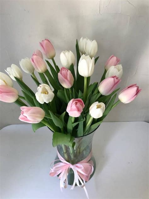 20 Tulipanes En Florero Flores Regias