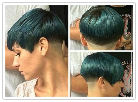 Stacked Bob Hairstyles Short Haircuts Green Hair Purple Hair Short Stacked Bobs Shaved Nape