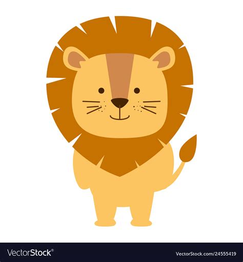 Cute Lion Character Icon Royalty Free Vector Image