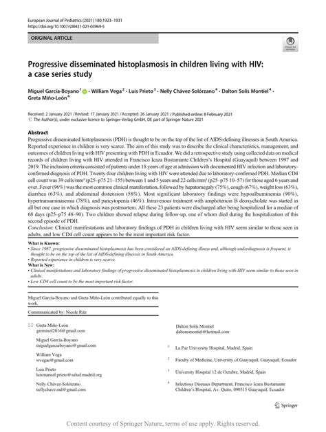 Progressive Disseminated Histoplasmosis In Children Living With Hiv A