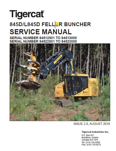 Tigercat Feller Buncher 845D L845D Operators Service Manual
