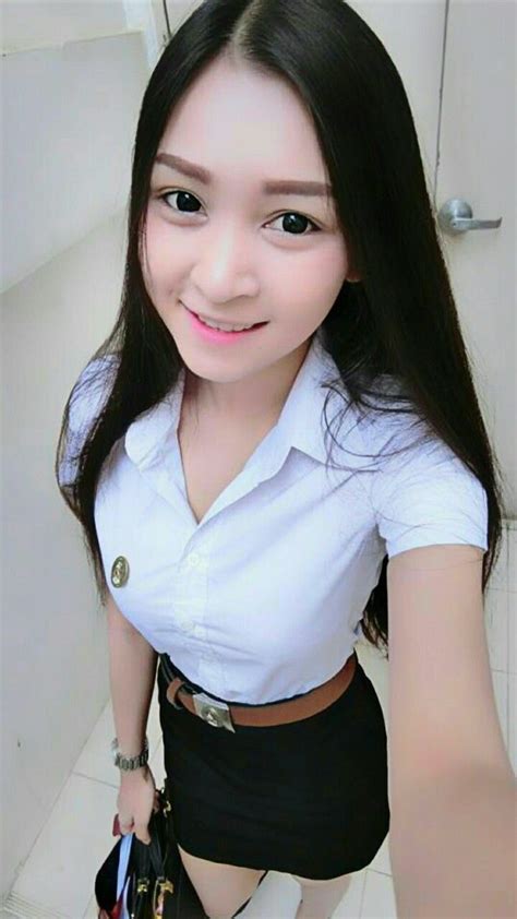 School Girl Dress Beautiful Thai Women University Girl