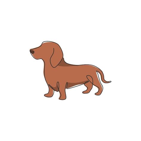 Premium Vector Single Continuous Line Drawing Of Cute Dachshund Dog