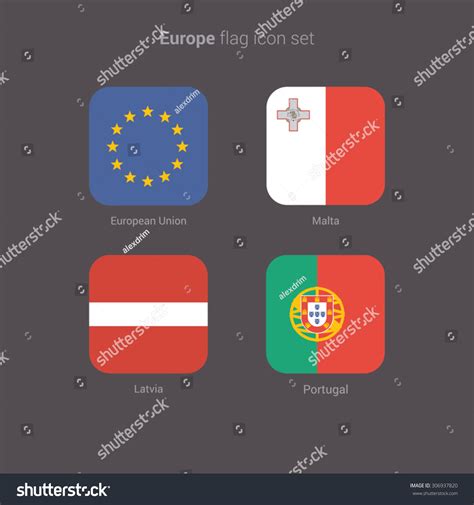 European Countries Flat Flags Set Stock Vector Illustration 306937820