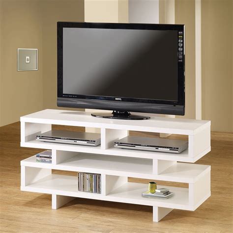 Coaster Contemporary Tv Console With Open Storage In White 700721