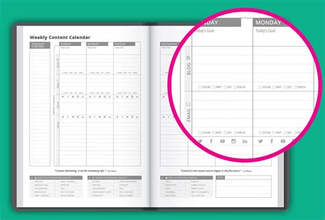 Printed Content Marketing Planner And Calendar Content Creators Planner