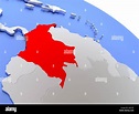Colombia en el mapa del mundo Fotografía de stock - Alamy