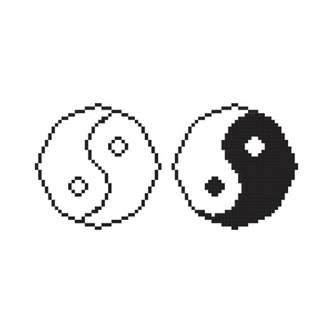 Yin Y Yang Pixel Art Icono De 8 Bits Ilustración Vectorial 15235254