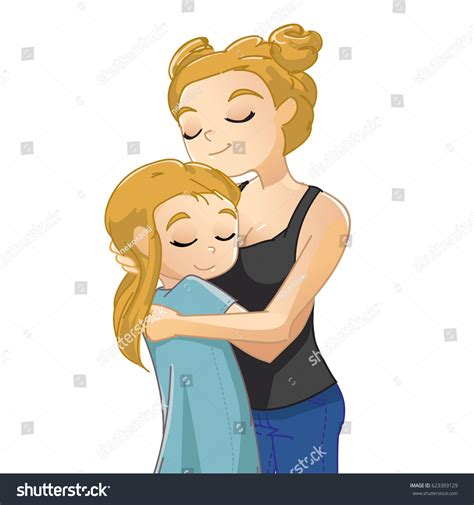 Mother Hugging Her Daughter Illustration Mothers Stock Vector 623393129 Shutterstock
