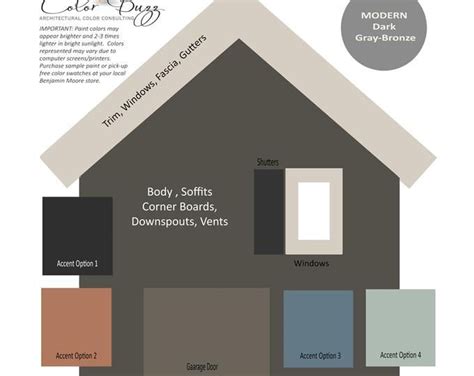 Warm Charcoal Home Exterior Color Palette Benjamin Moore Etsy