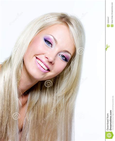 Beautiful Face Of Blond Smiling Woman Royalty Free Stock