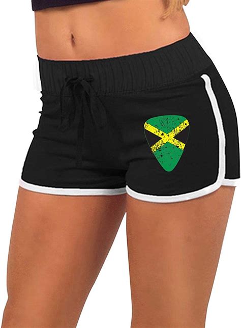 Womens Sexy Booty Shorts Jamaican Flag Picks Low Rice Sport Athletic