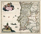 1688 Map of The Kingdom of Portugal and Algarve, Heightened in Gold by ...