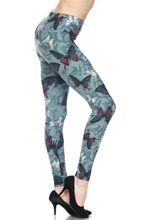 Butterfly Garden Leggings Gorgeous Butterflies On A Grey Background