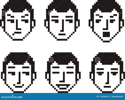 Pixel Faces Of A Young Man Stock Vector Illustration Of Making 112926412