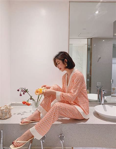 Luxury Nightwear Silk Pajama Set Silk Outfit Womens Pyjama Sets