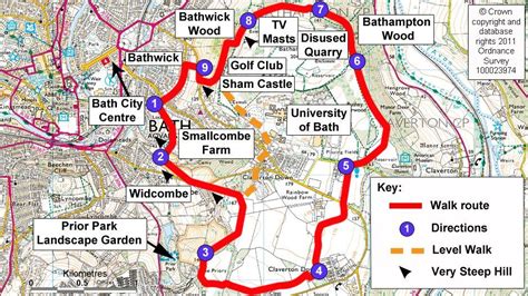 Map Route For Bath Skyline Walk Walking Map Park Landscape Skyline