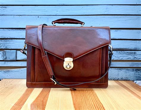 Leather Briefcaseblack Leather Briefcase Mens Leather Etsy