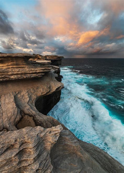 Seascape Sunset At The Cliff In Sydney Australia Oc 1286x1800 R
