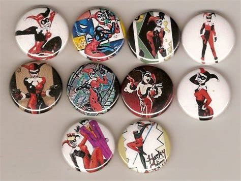 Harley Quinn Dc Comics 10 Pins Buttons Pinbacks Set 1 999 Via Etsy