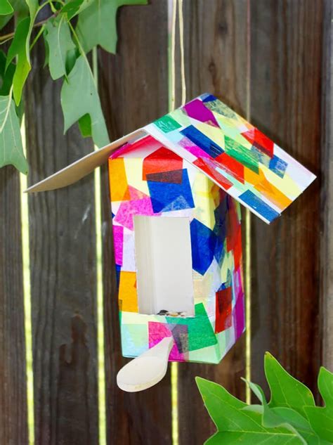 Milk Carton Birdhouse Bird Feeder Kids Craft Happiness Is Homemade
