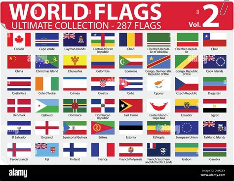World Flags Ultimate Collection 287 Flags Volume 2 Stock Vector